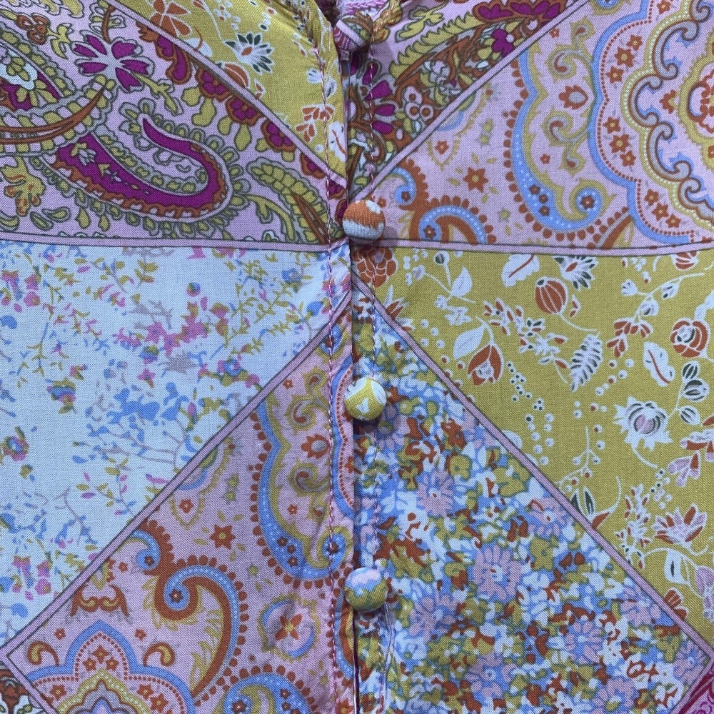 Rose + Olive Blouse Womens Small Multicolor Paisley Floral Button Front Boho - Picture 8 of 13